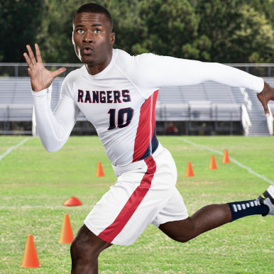 Football player wearing compression gear